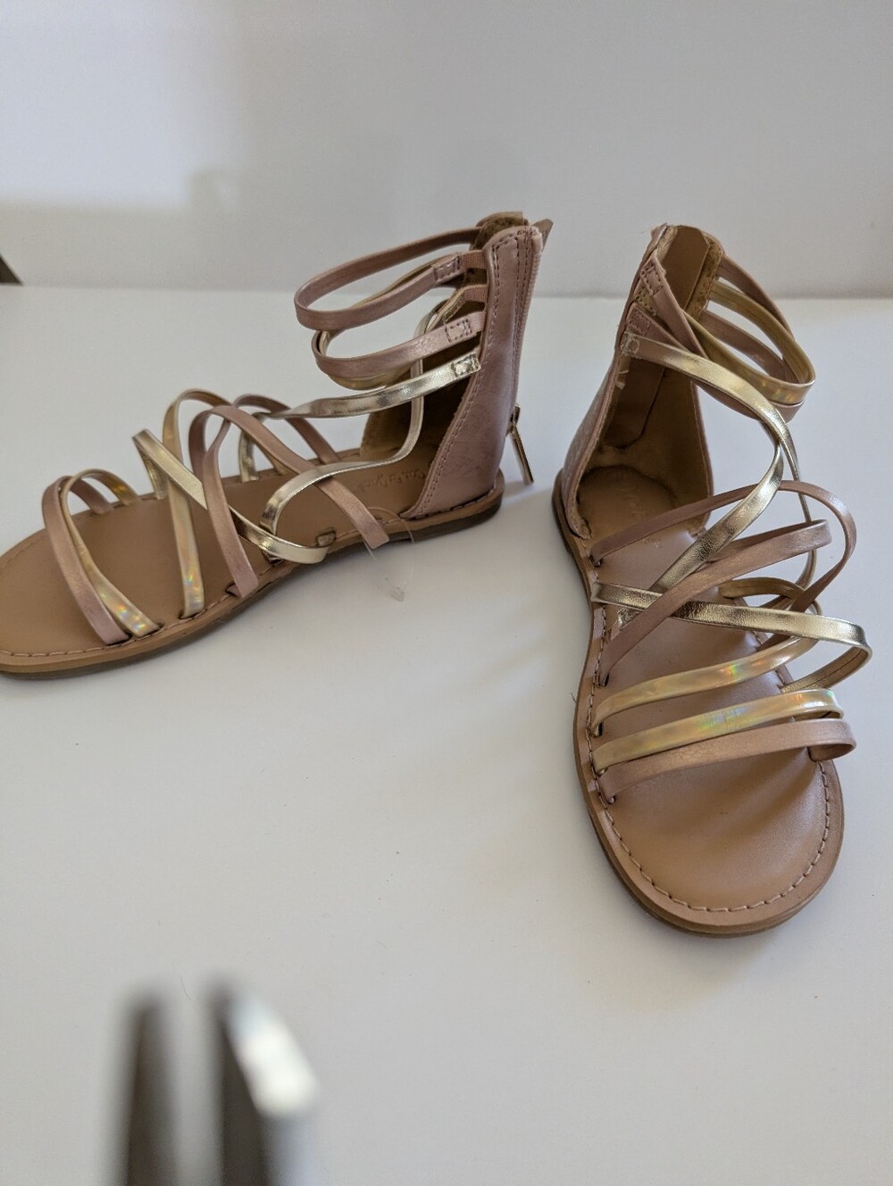 Cat and Jack Girl's Rose Gold Strappy Gladiator Sandals Size 13